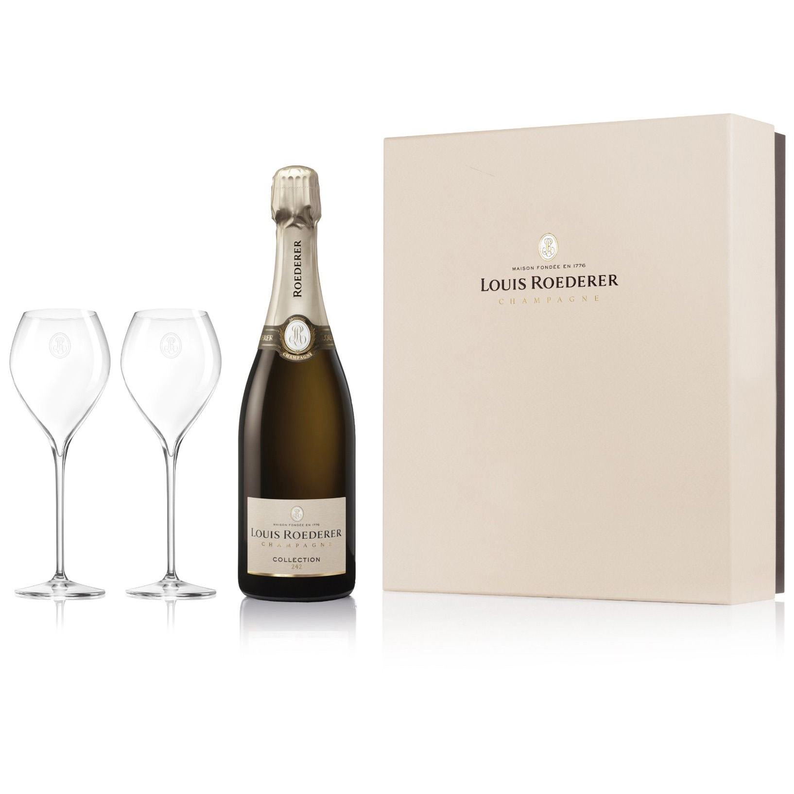Buy Louis Roederer 242 Collection 75cl And 2 Flutes Coffret Set Gift Online Now
